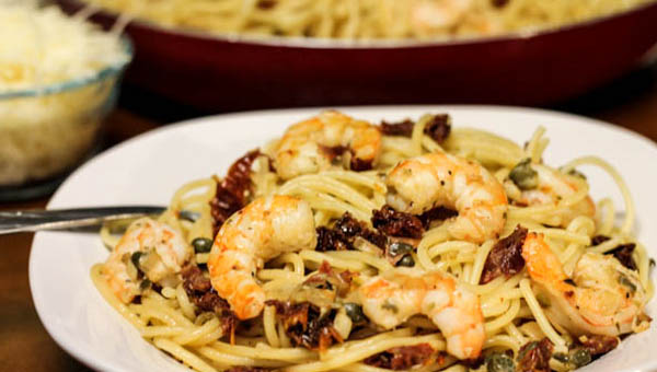 Shrimp Pasta with Sun-Dried Tomatoes & Capers