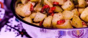 roasted potatoes with peppers and onions